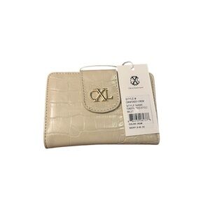 Christian Lacroix Cream Croc-Embossed Wallet with Gold Logo